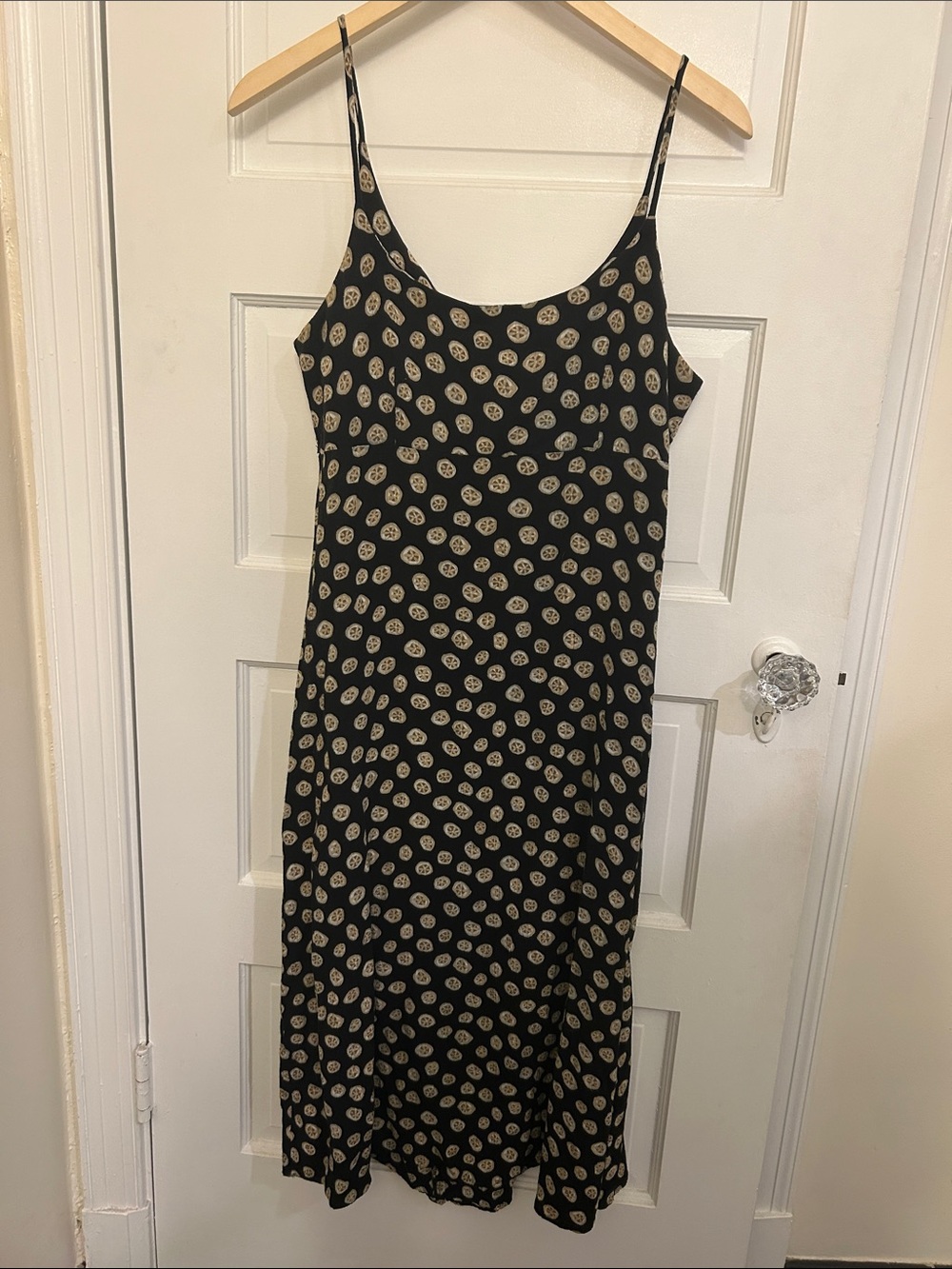 🛍 2/$18 Rabbit Rabbit Rabbit Black Midi Dress with Beige Dot Pattern